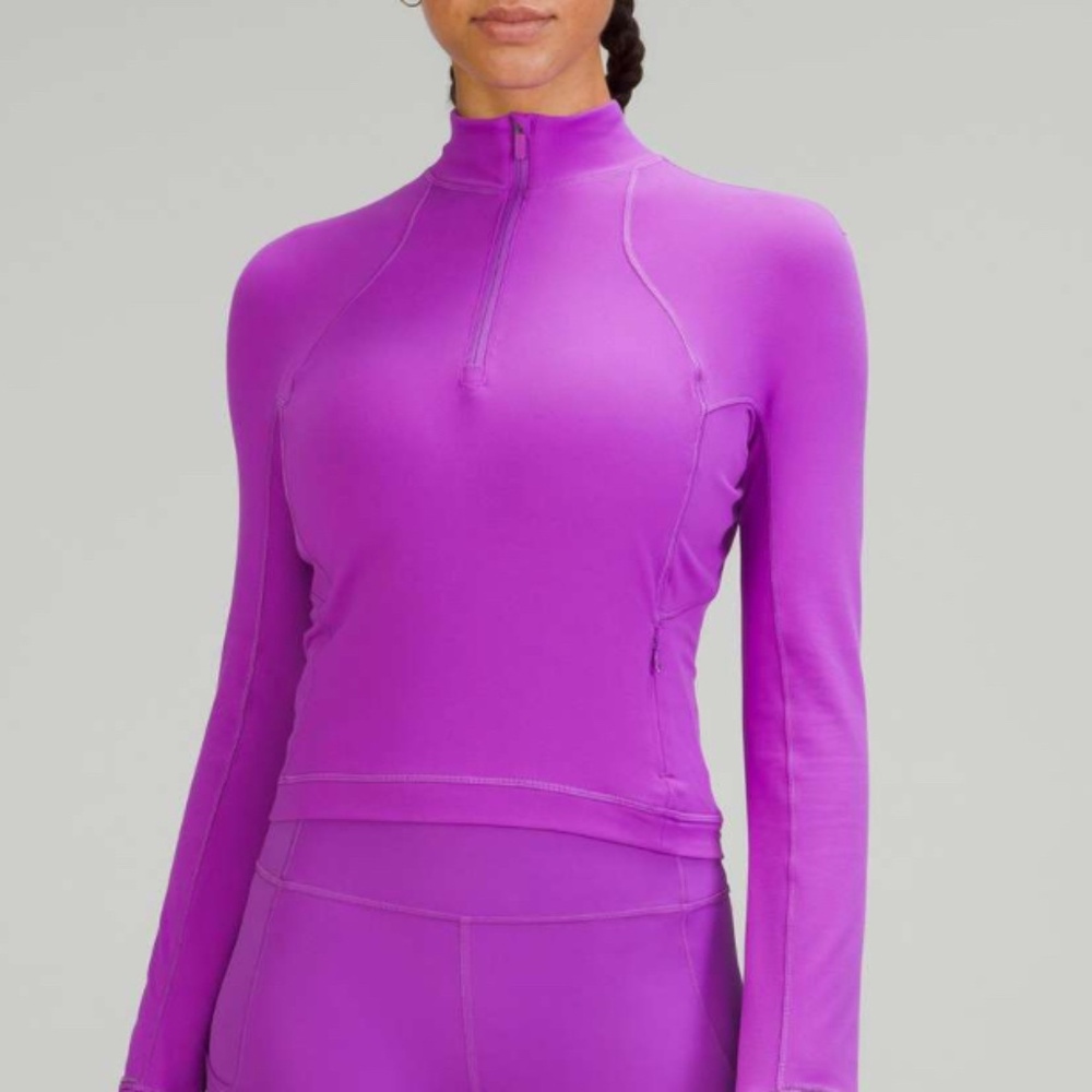 Lululemon Its Rulu Run Cropped Half Zip Moonlit Magenta